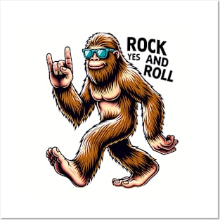 Bigfoot Sasquatch Loves Rock And Roll Posters and Art